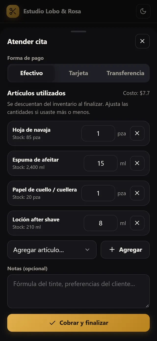 Inventario que se descuenta solo